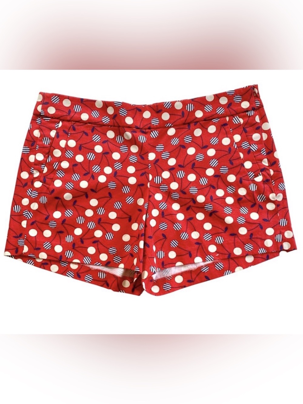 J. Crew Factory Red Cherry Print Cotton Shorts Women’s size 12